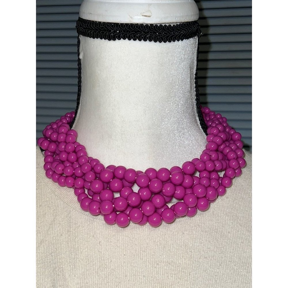 Light Purple 6-Strand Braided Collar Statement Necklace -- 17"